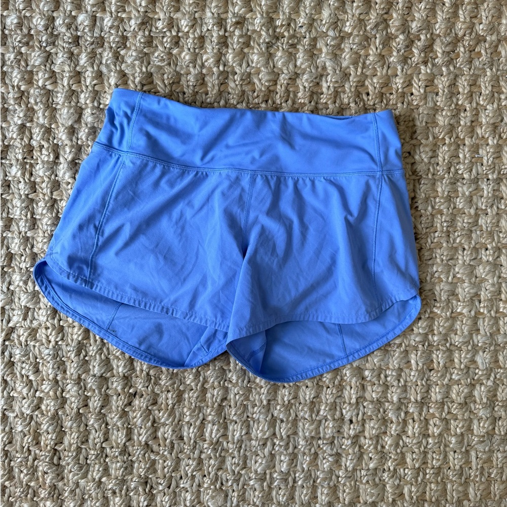 Lululemon speed up high rise lined short 4”, light purple, size 6
